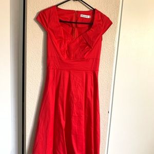 Red vintage dress with lace gloves